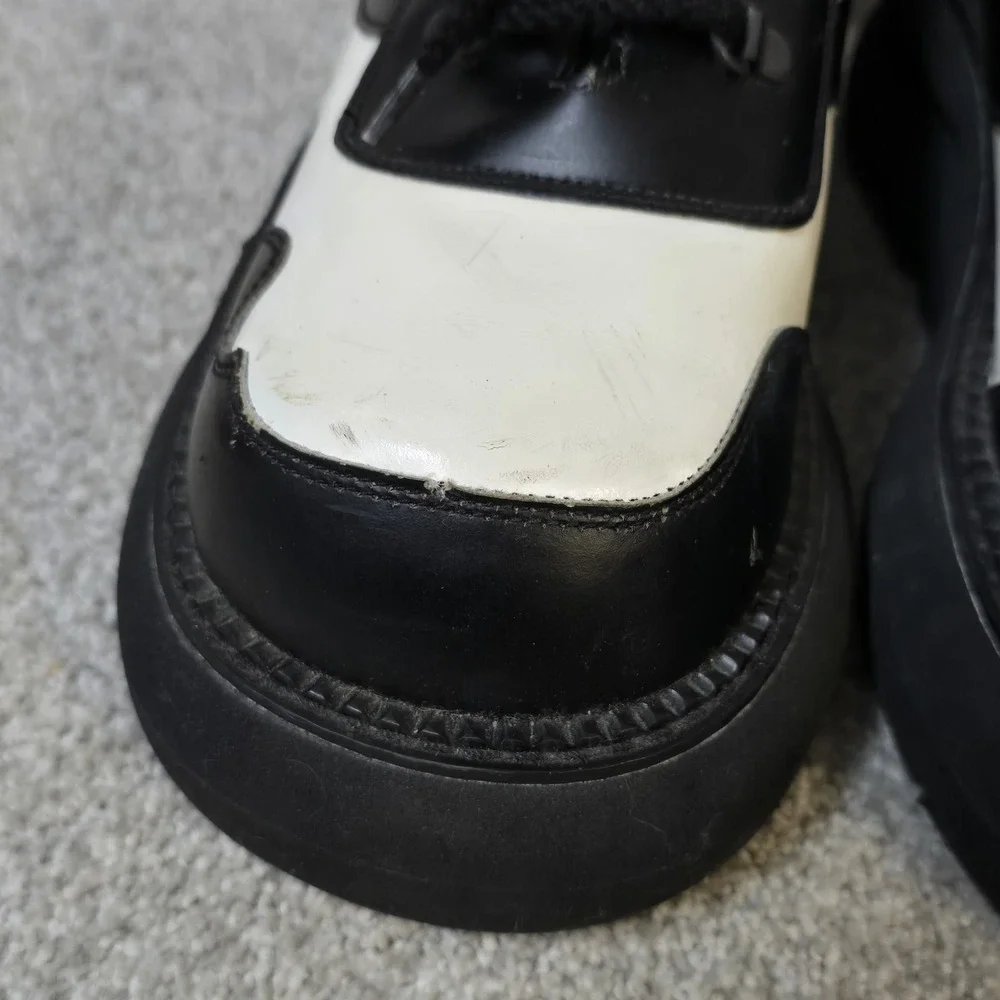 Vintage FLUEVOG Bunks Womens (9) 90s Black White Creeper Platform Rave Club - Picture 3 of 14